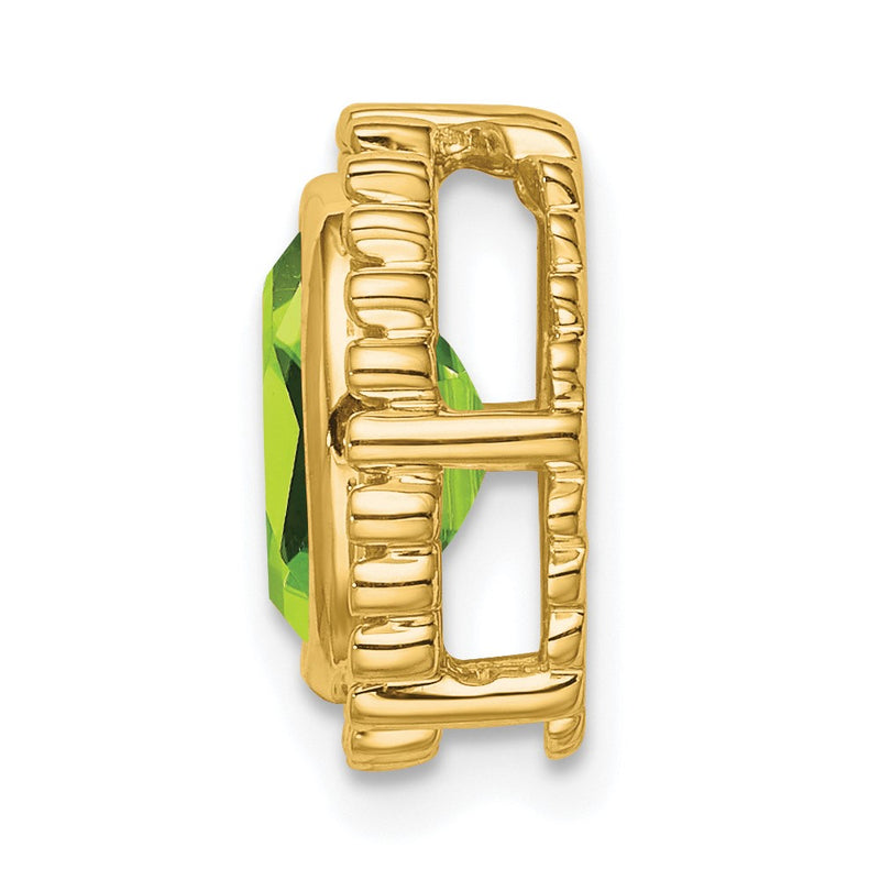 14K Yellow Gold Oval Peridot Chain Slide