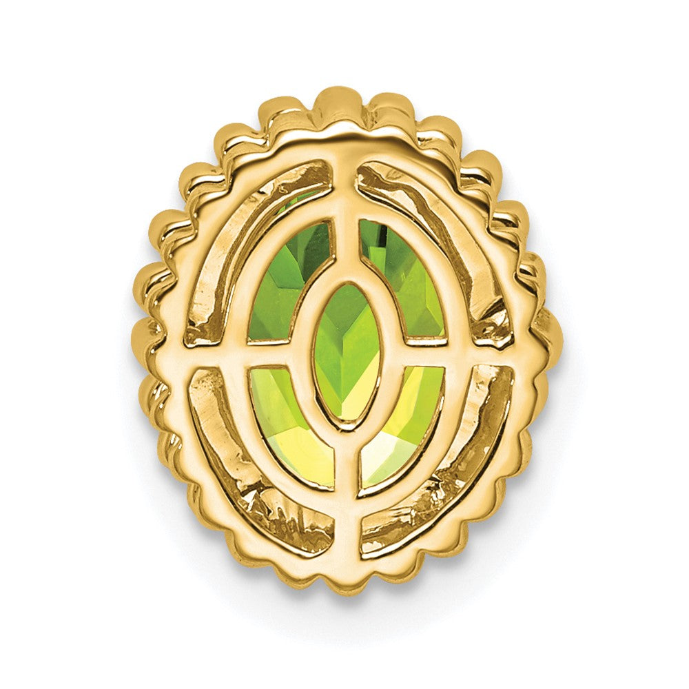 14K Yellow Gold Oval Peridot Chain Slide