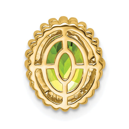 14K Yellow Gold Oval Peridot Chain Slide