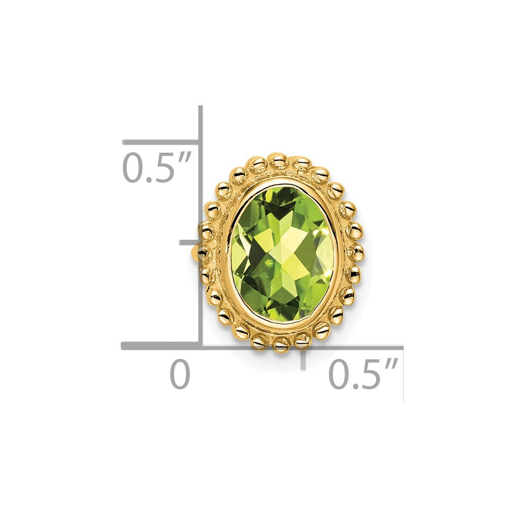 14K Yellow Gold Oval Peridot Chain Slide