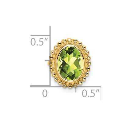 14K Yellow Gold Oval Peridot Chain Slide