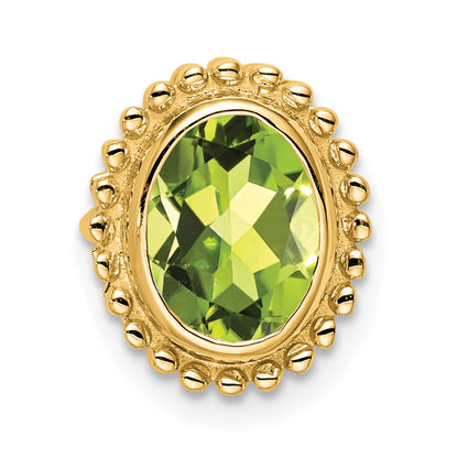 14K Yellow Gold Oval Peridot Chain Slide