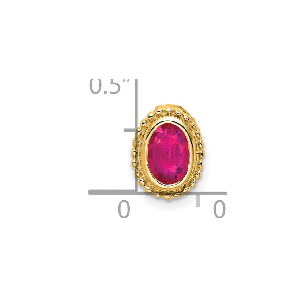 14K Yellow Gold Oval Ruby Chain Slide