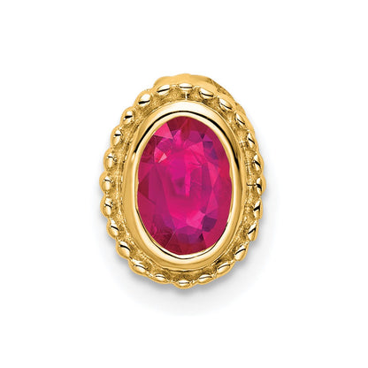 14K Yellow Gold Oval Ruby Chain Slide