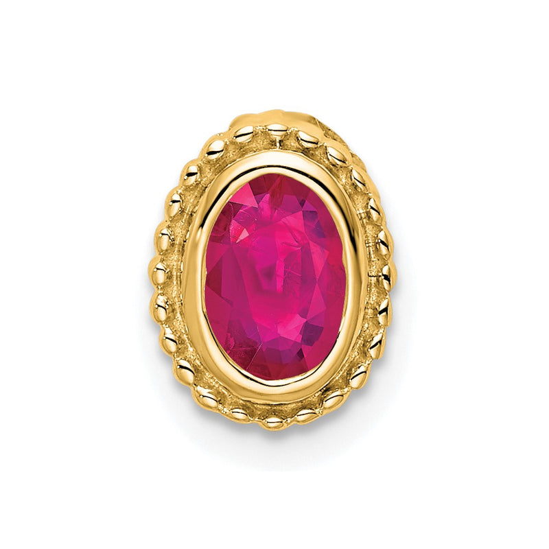 14K Yellow Gold Oval Ruby Chain Slide