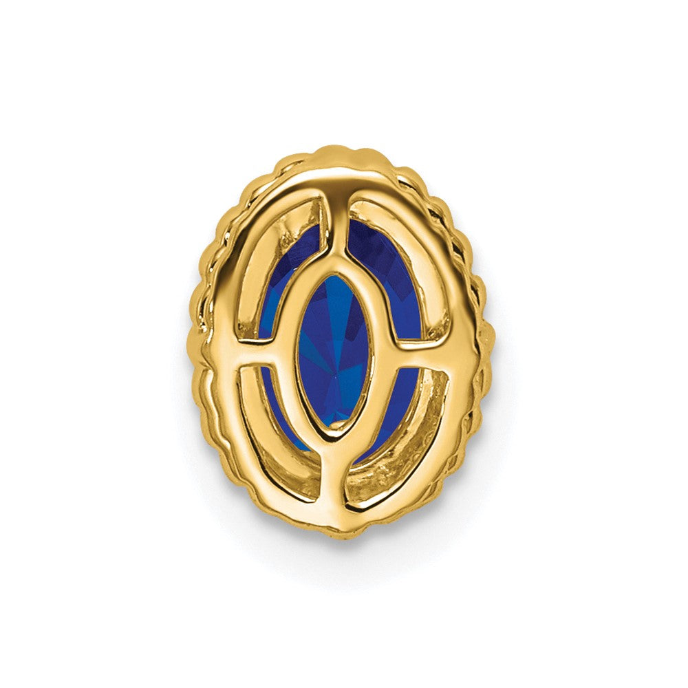 14K Yellow Gold Oval Sapphire Chain Slide