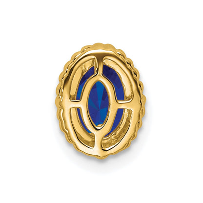 14K Yellow Gold Oval Sapphire Chain Slide