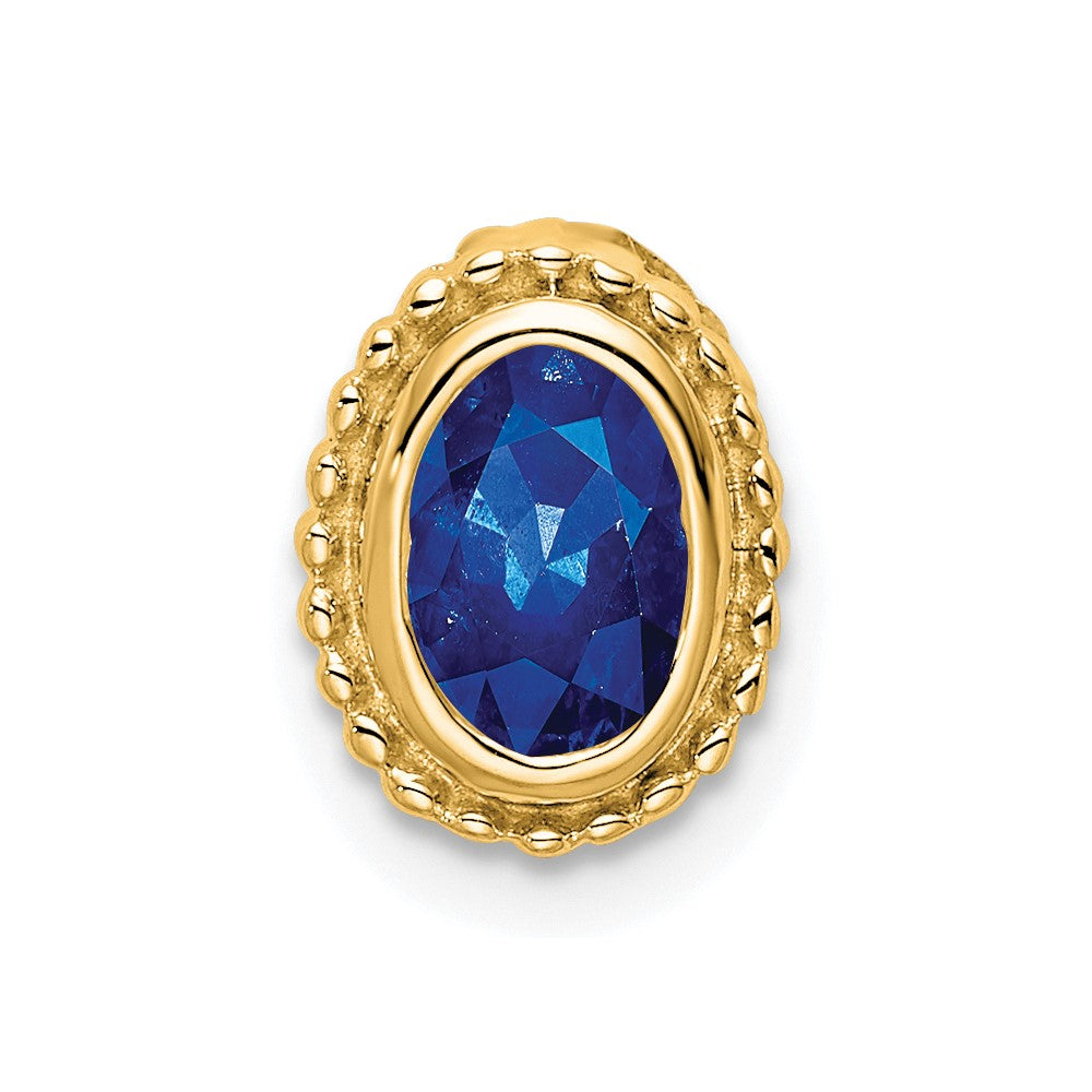 14K Yellow Gold Oval Sapphire Chain Slide