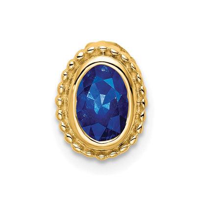 14K Yellow Gold Oval Sapphire Chain Slide