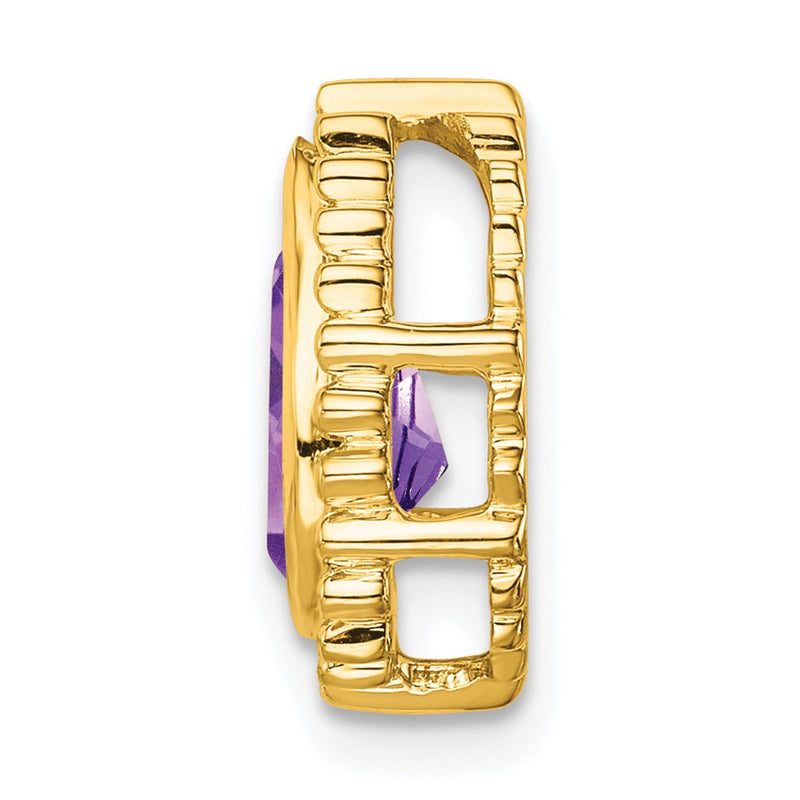 14K Yellow Gold Pear Amethyst Chain Slide