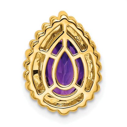 14K Yellow Gold Pear Amethyst Chain Slide