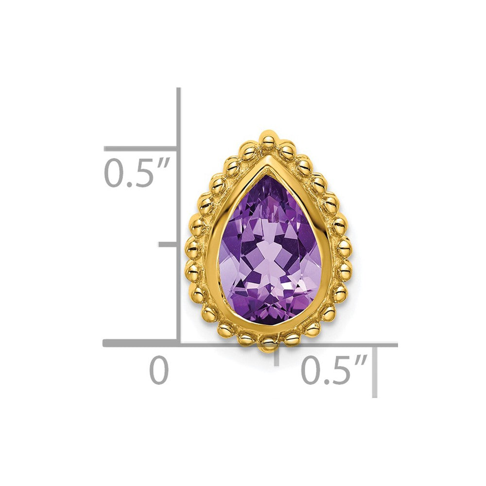 14K Yellow Gold Pear Amethyst Chain Slide