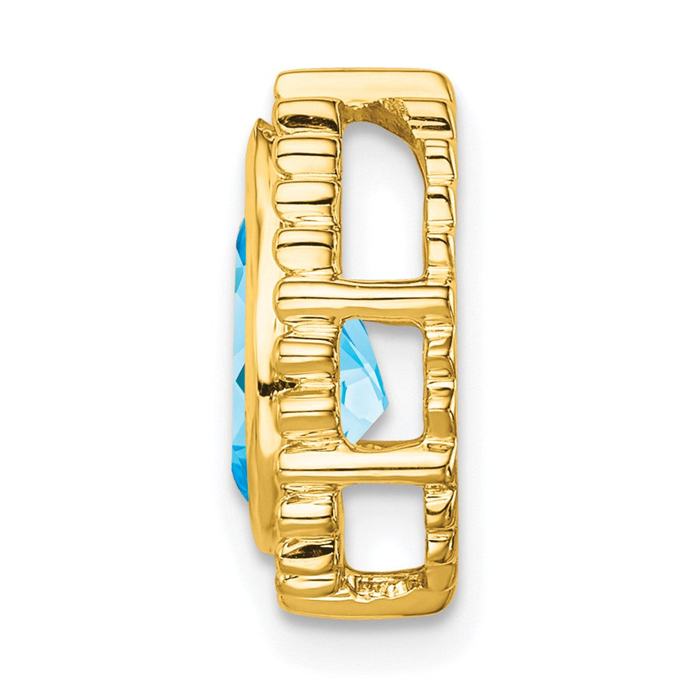 14K Yellow Gold Pear Blue Topaz Chain Slide
