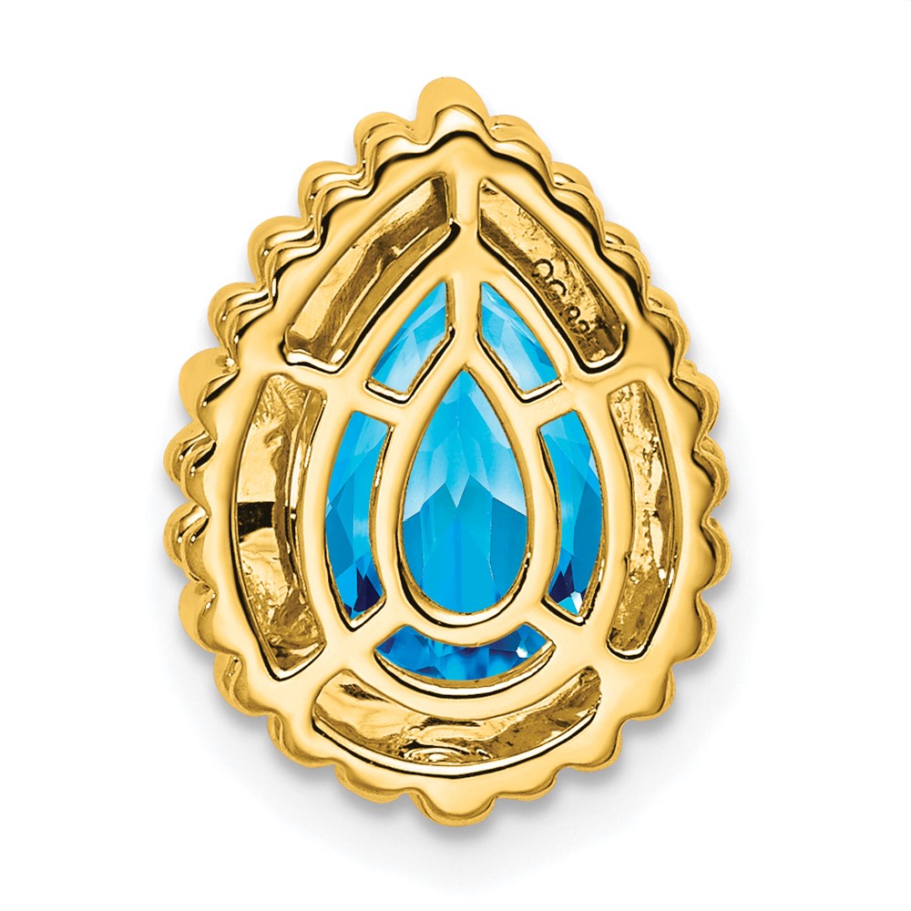 14K Yellow Gold Pear Blue Topaz Chain Slide