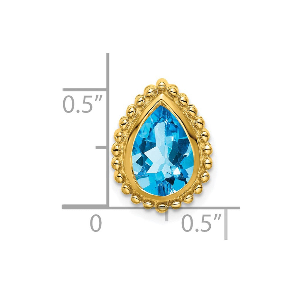 14K Yellow Gold Pear Blue Topaz Chain Slide
