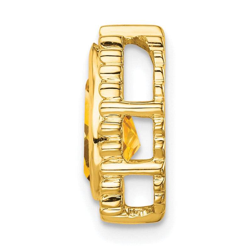 14K Yellow Gold Pear Citrine Chain Slide