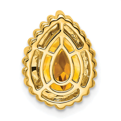 14K Yellow Gold Pear Citrine Chain Slide