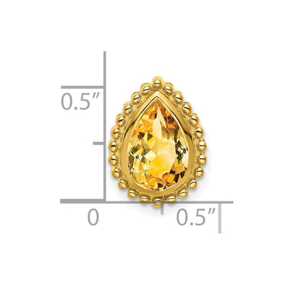 14K Yellow Gold Pear Citrine Chain Slide