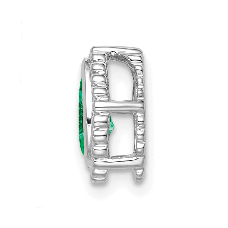 14k White Gold Pear Emerald Chain Slide