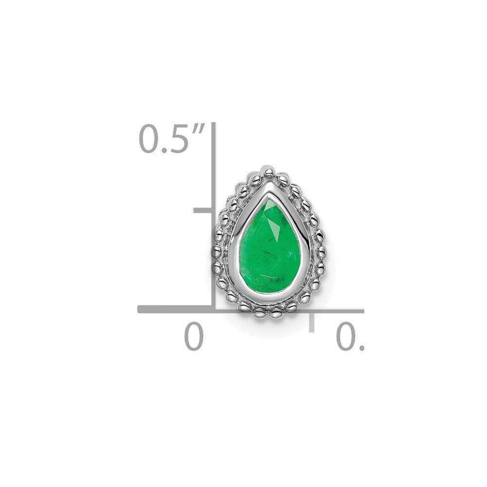 14k White Gold Pear Emerald Chain Slide