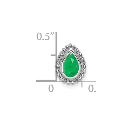 14k White Gold Pear Emerald Chain Slide