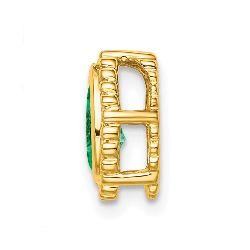 14K Yellow Gold Pear Emerald Chain Slide