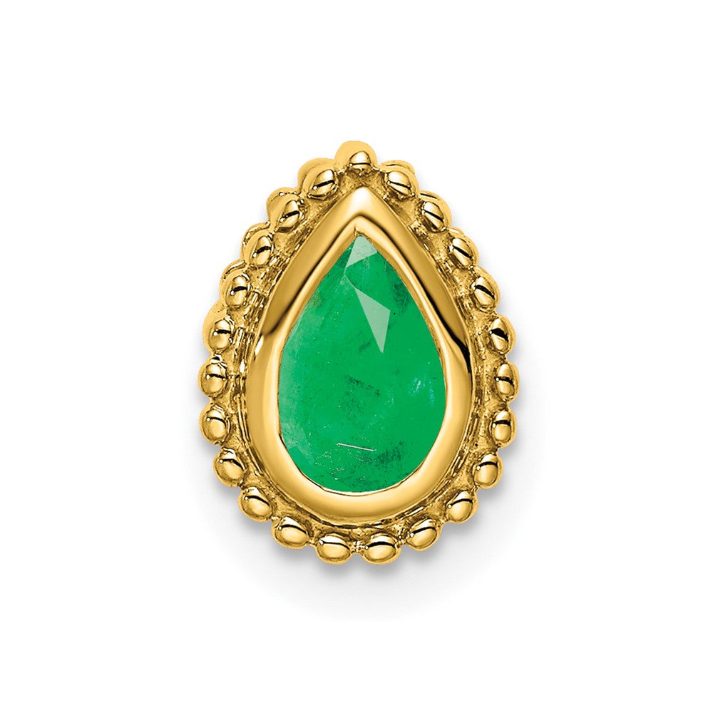 14K Yellow Gold Pear Emerald Chain Slide