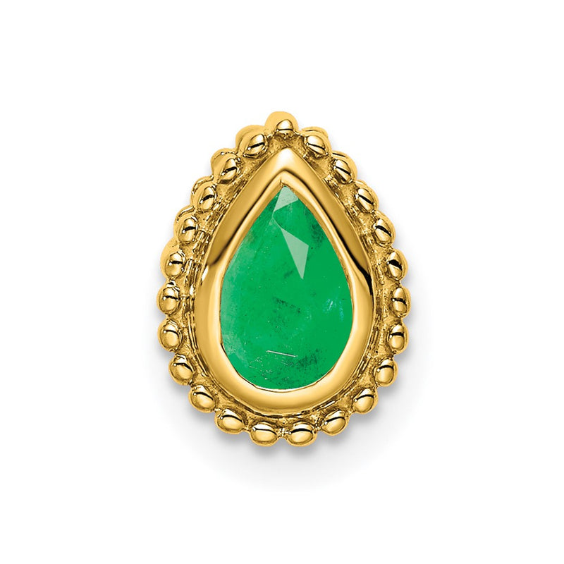 14K Yellow Gold Pear Emerald Chain Slide