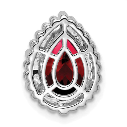 14k White Gold Pear Garnet Chain Slide