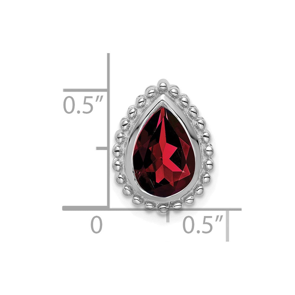 14k White Gold Pear Garnet Chain Slide