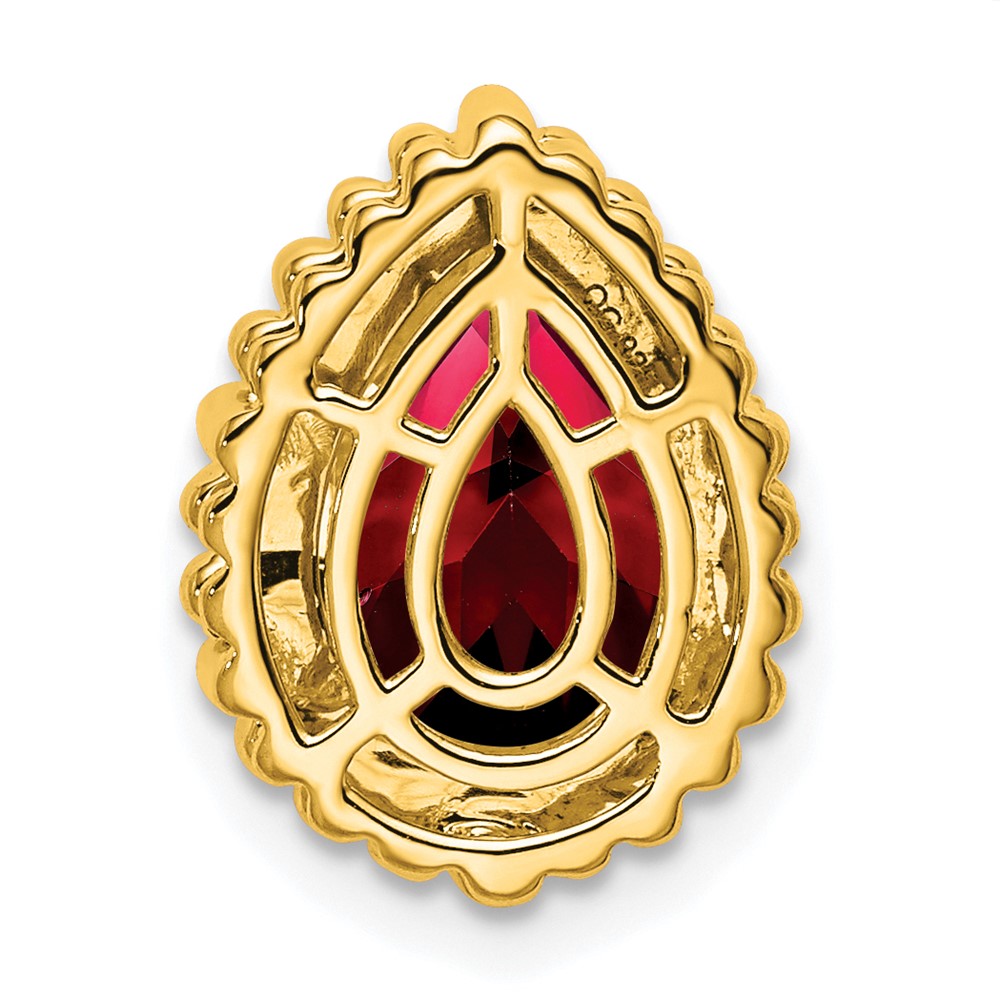 14K Yellow Gold Pear Garnet Chain Slide