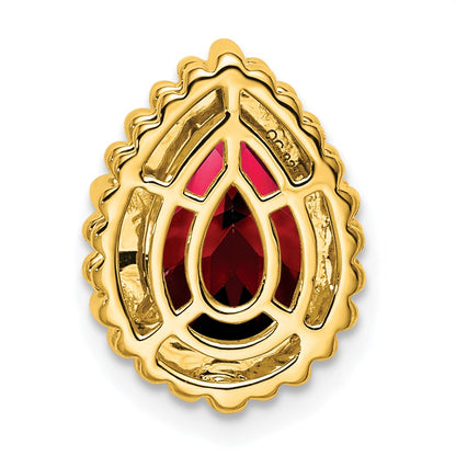 14K Yellow Gold Pear Garnet Chain Slide