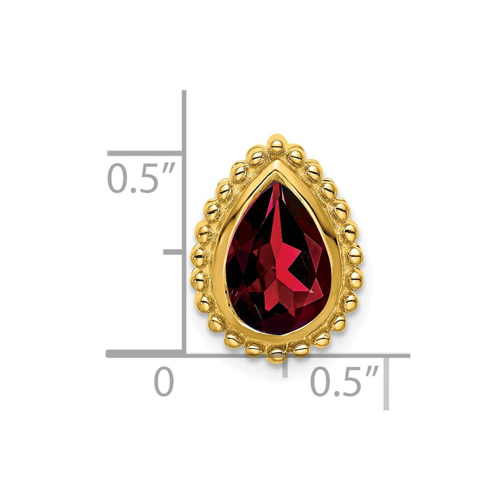 14K Yellow Gold Pear Garnet Chain Slide