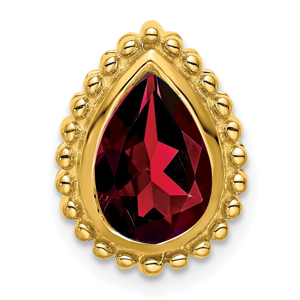 14K Yellow Gold Pear Garnet Chain Slide