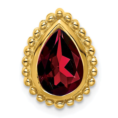 14K Yellow Gold Pear Garnet Chain Slide
