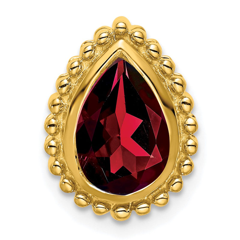 14K Yellow Gold Pear Garnet Chain Slide