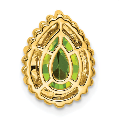 14K Yellow Gold Pear Peridot Chain Slide
