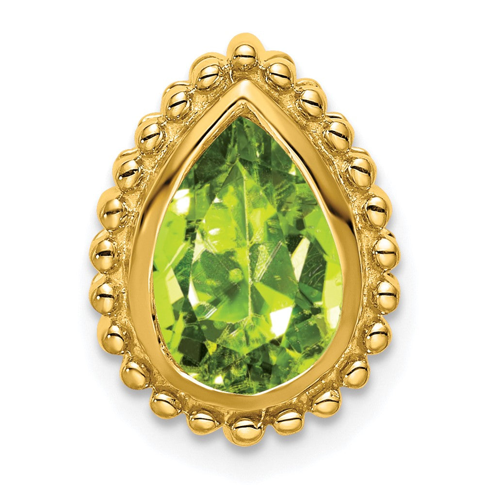 14K Yellow Gold Pear Peridot Chain Slide