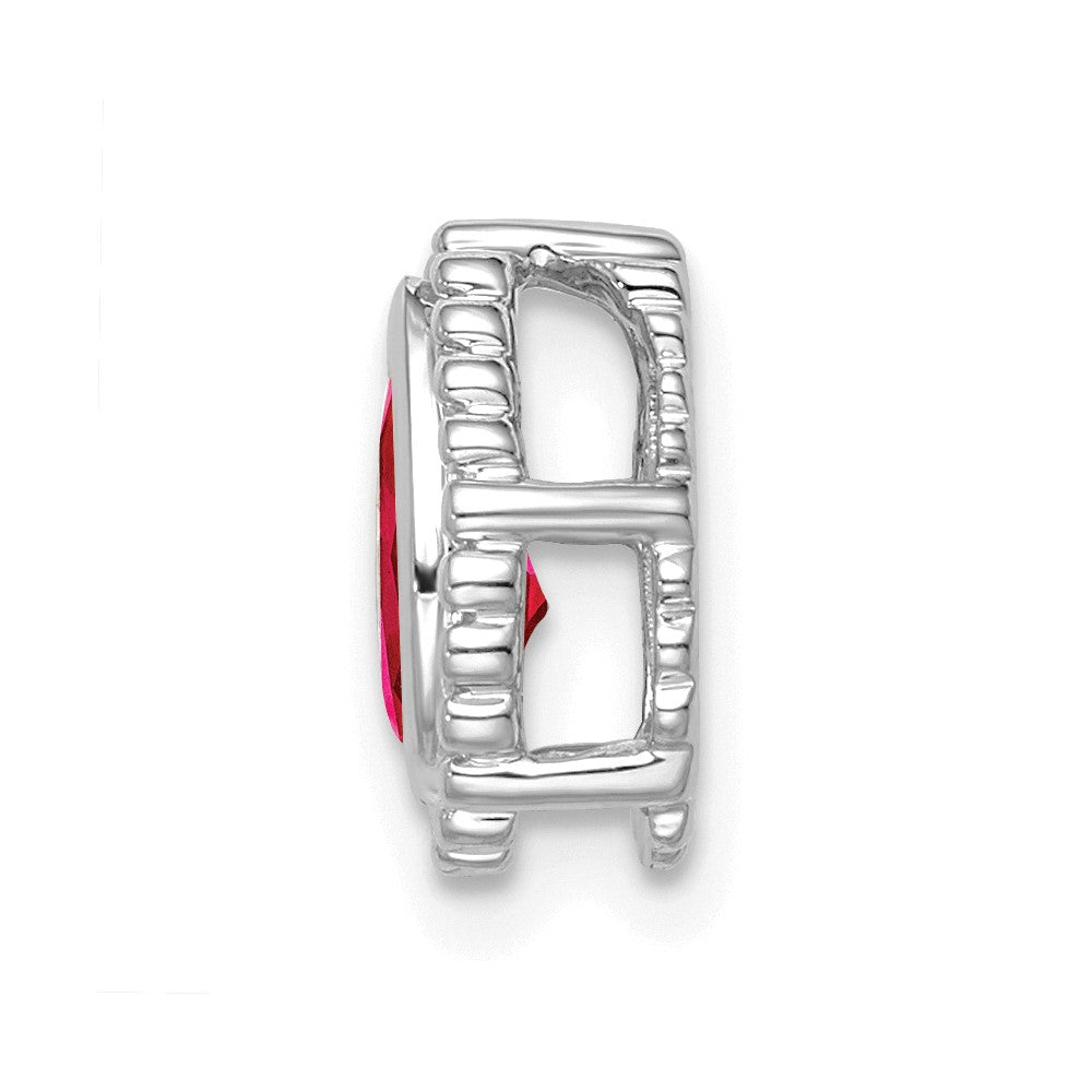 14k White Gold Pear Ruby Chain Slide