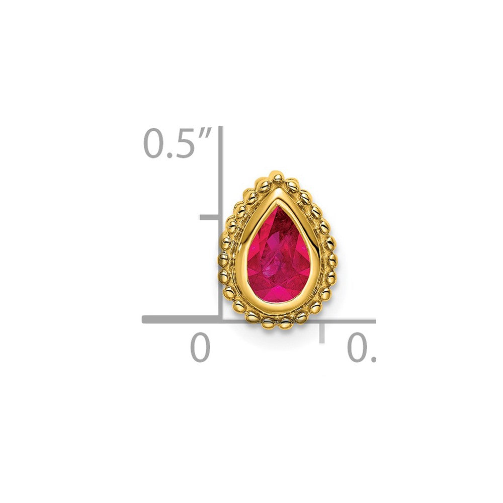 14K Yellow Gold Pear Ruby Chain Slide
