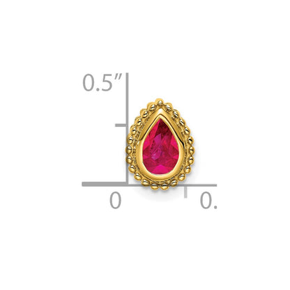 14K Yellow Gold Pear Ruby Chain Slide