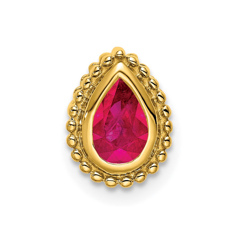 14K Yellow Gold Pear Ruby Chain Slide