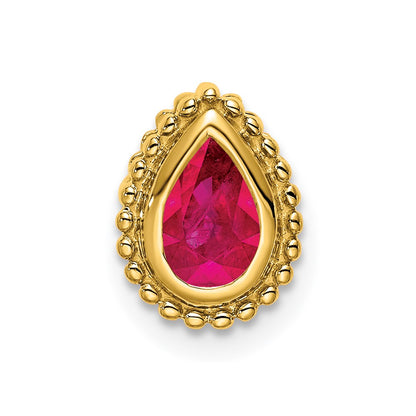 14K Yellow Gold Pear Ruby Chain Slide