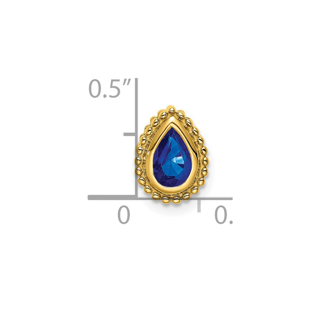 14K Yellow Gold Pear Sapphire Chain Slide