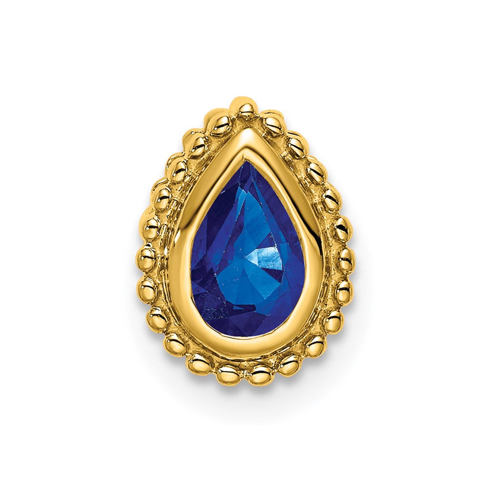 14K Yellow Gold Pear Sapphire Chain Slide