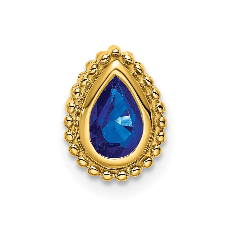 14K Yellow Gold Pear Sapphire Chain Slide