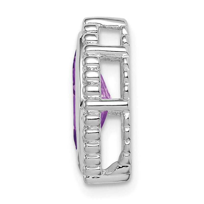 14k White Gold Marquise Amethyst Chain Slide