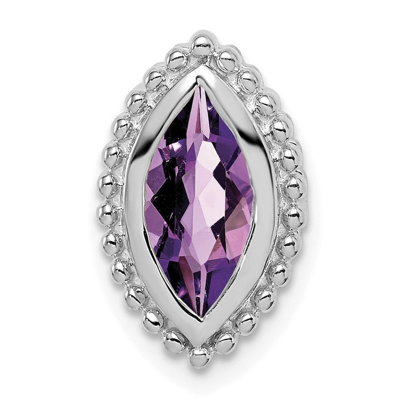 14k White Gold Marquise Amethyst Chain Slide