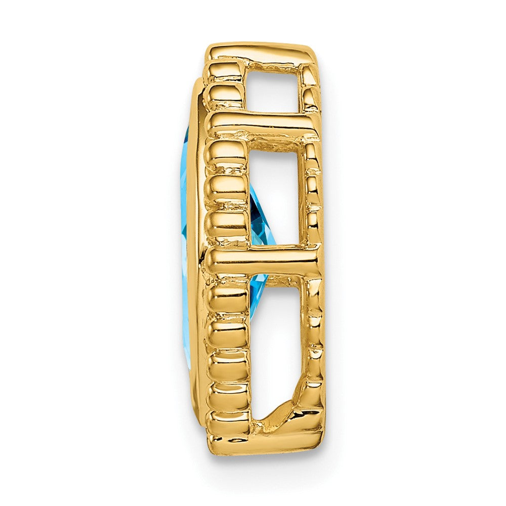 14K Yellow Gold Marquise Blue Topaz Chain Slide