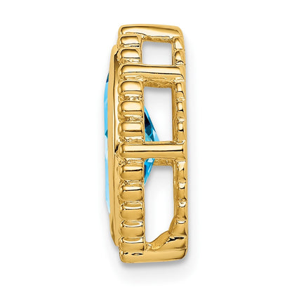 14K Yellow Gold Marquise Blue Topaz Chain Slide